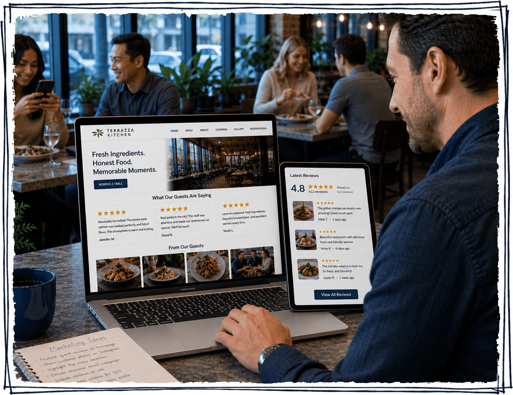 Restaurant visibility flow slide for publishing customer proof