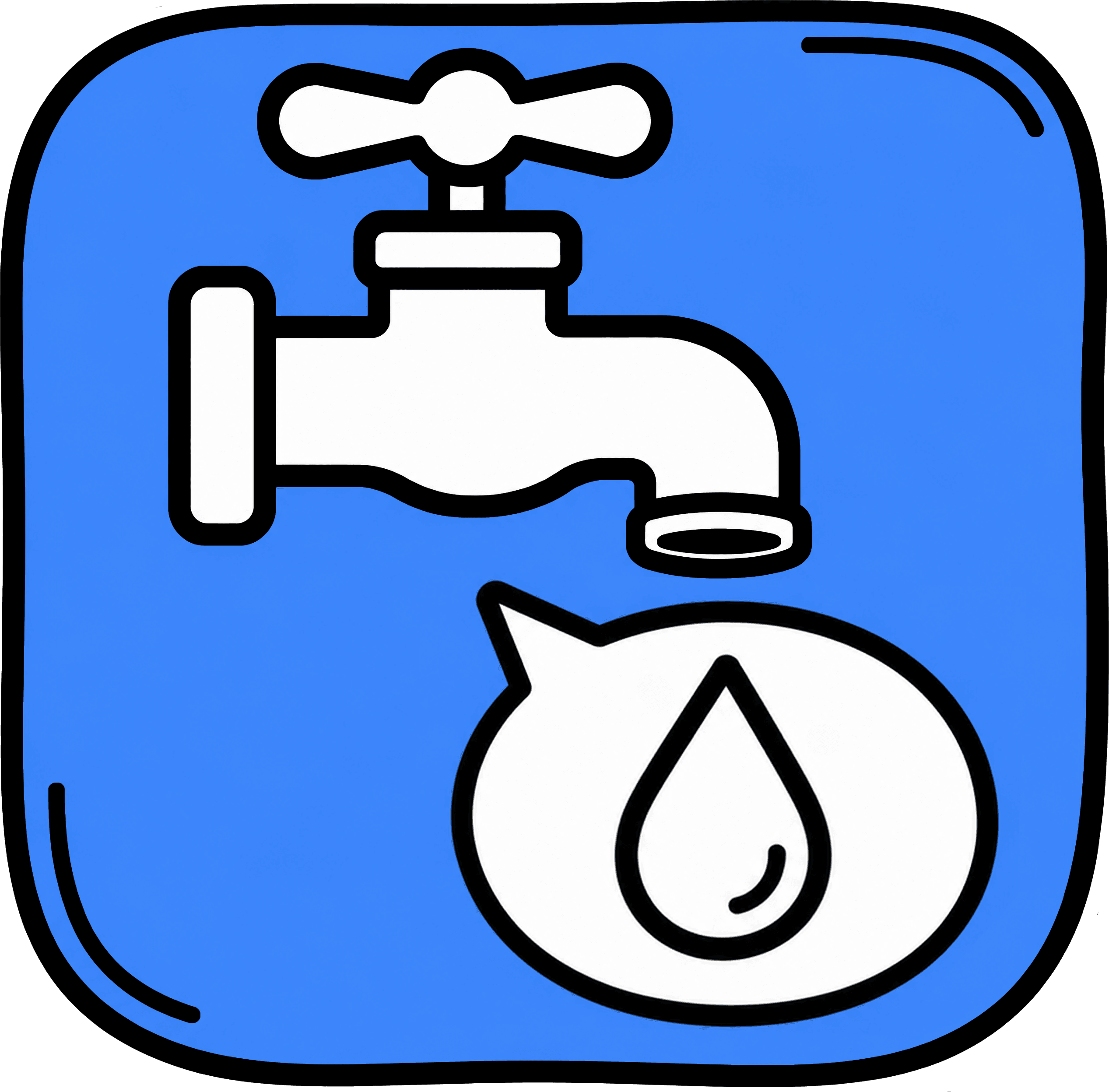Faucet and water drop icon for service-specific search language
